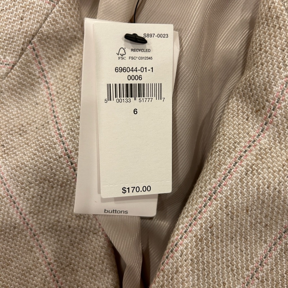 Banana Republic Beige Linen Striped Oversized Blazer | Size 6 | - Picture 8 of 8